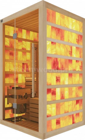 Одноместная комбинированная соляная сауна Luxury из кедра